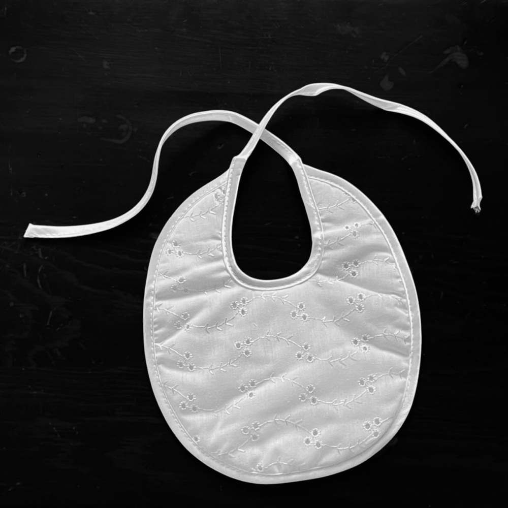 MOTHERS CARE Christening Baby Bib Waterproof White Eyelet Lace